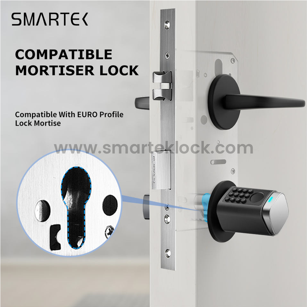 Smartek S7 방수 IP66 지문 물리적 버튼 암호 RFID IC 카드 키 Tuya 응용 프로그램 EU 유형용 스마트 실린더