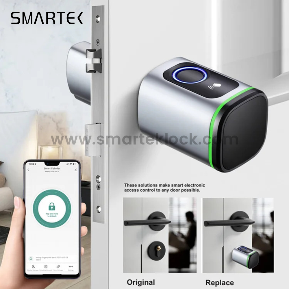 Serrure biom&eacute;trique intelligente portative de cylindre d'empreinte digitale de serrure intelligente de Tuya pour le verre d'alliage d'aluminium d'acier/laiton/verre de nuage